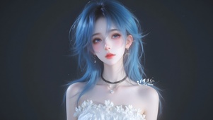 清纯蓝发女孩