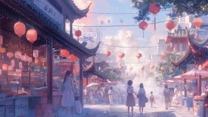 热闹古镇烟火集市