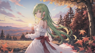 日落余晖，少女凝视