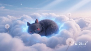 云朵上睡觉的龙猫
