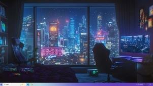 夜景城市科幻房间桌面主题