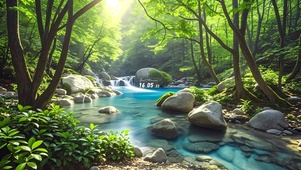 绿色森林阳光溪流