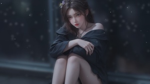 4K唯美雪天浪漫美女