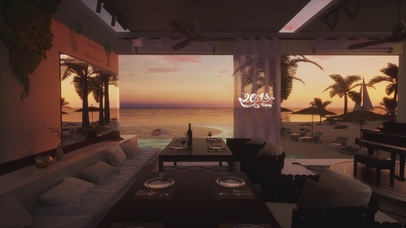 唯美治愈夕阳海景房间