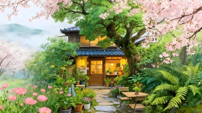 唯美的护眼绿植小屋