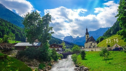 5K 蓝天白云小溪流水人家