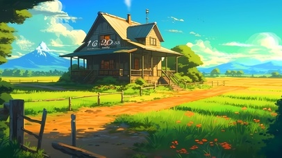 清新唯美绿色小屋