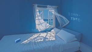 极致治愈海景卧室+真实时钟摆件