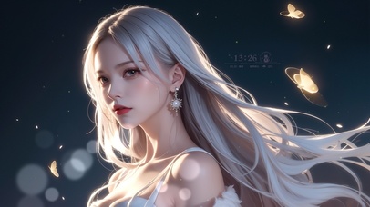 4K简约梦幻白发御姐