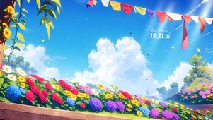 插画鲜花风景