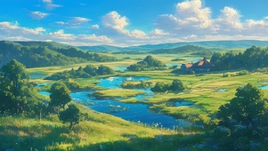 绿色护眼高山草原