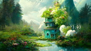 梦幻山间宝塔