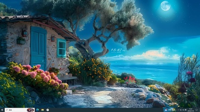 夜晚海边小房子