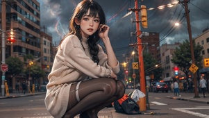 黑丝蹲美女