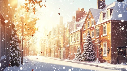 圣诞小镇的冬日黄昏