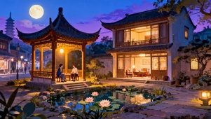 夜晚小院闲聊