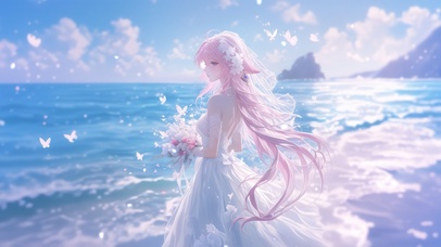 雪墨壁纸丨八重神子丨纯白花嫁丨