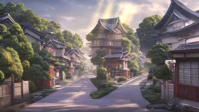 傍晚静谧日式街道