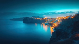 海岛小镇夜景
