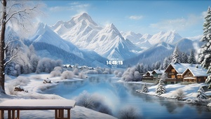 唯美落雪的村庄