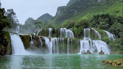 4K唯美治愈绿水青山瀑布
