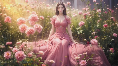 唯美治愈鲜花少女