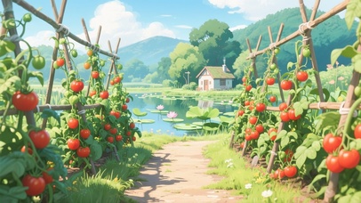 种满番茄的乡下小路