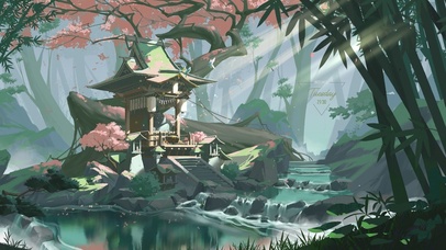 4K唯美国风林中小屋