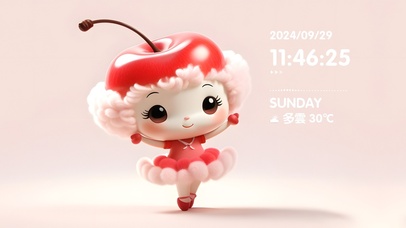 小清新樱桃小仙IP人物时钟日期