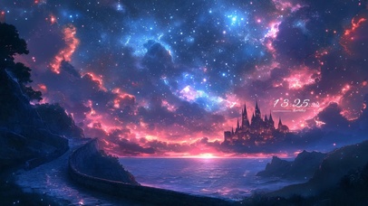 炫酷唯美海边星空