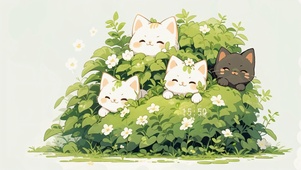草丛可爱猫猫堆