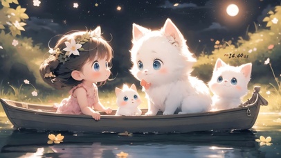 4k划船女孩和猫咪