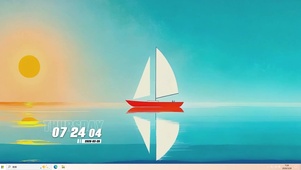 夕阳海景小船桌面主题
