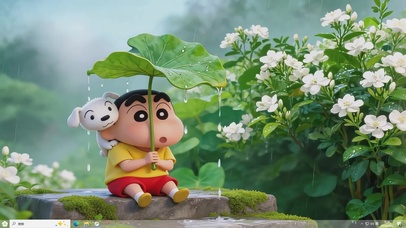 雨天躲雨的小新