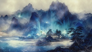 沧波映夜山灵境