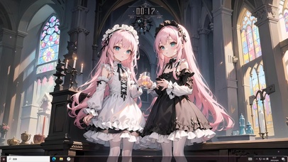 4k教堂粉毛可爱黑白女仆美少女