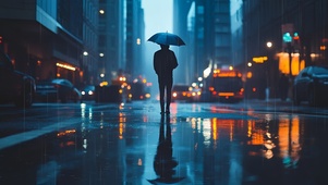 霓虹灯下雨中人