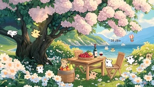 春天狗狗野餐