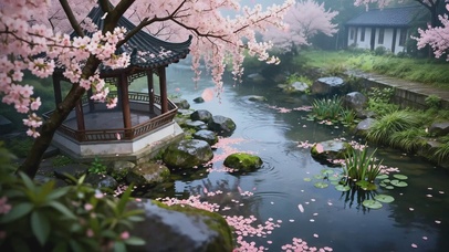 幽水禅意樱花亭