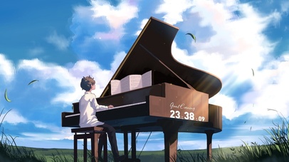 4K唯美草原弹琴男孩