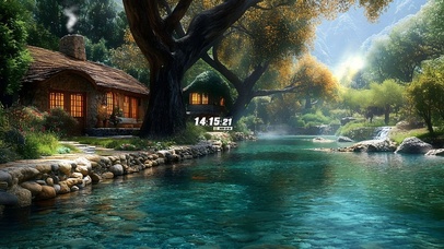 护眼山下溪流小屋