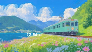 蓝天白云树木河流