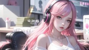 可爱耳机女孩