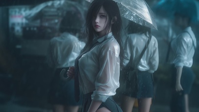雨中制服女孩