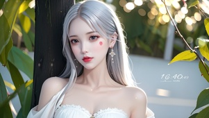 纯欲小清新银发美女