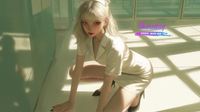 蹲在地上的美女护士