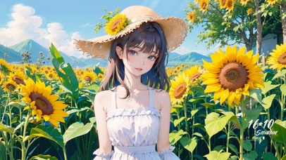 4K唯美向日葵少女