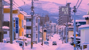 4K日系街道雪景（带真实时间）