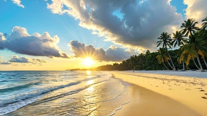 海边夕阳沙滩