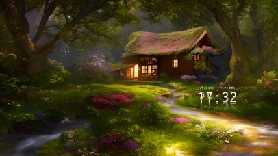 4k森林小屋溪水